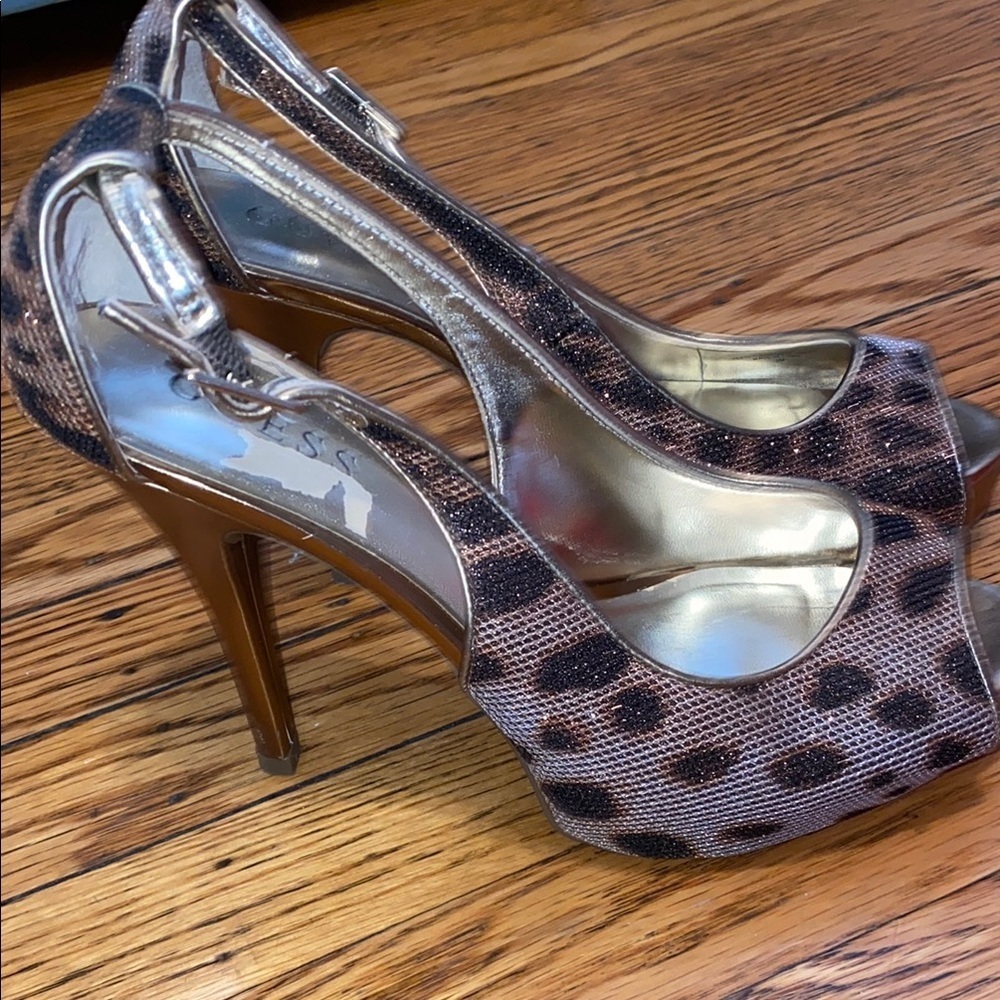 Guess Leopard Print Peep Toe Heels size 8